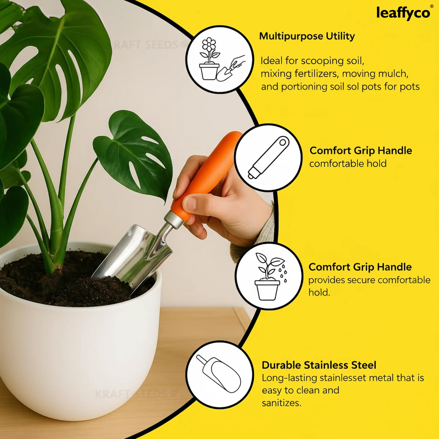 Leaffyco Stainless Steel Garden Scoop