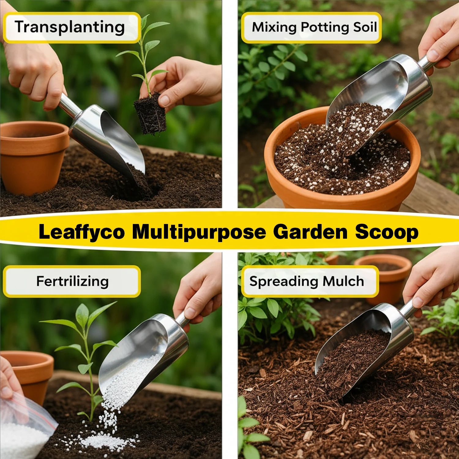 Leaffyco Stainless Steel Garden Scoop